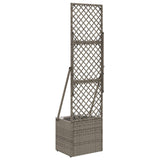 Garden Planter with Trellis Grey 35 x 30 x 135 cm Poly Rattan