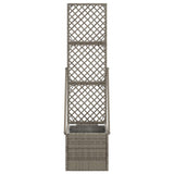 Garden Planter with Trellis Grey 35 x 30 x 135 cm Poly Rattan