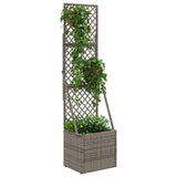 Garden Planter with Trellis Grey 35 x 30 x 135 cm Poly Rattan - Side View