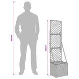 Garden Planter with Trellis Grey 35 x 30 x 135 cm Poly Rattan