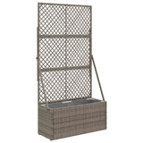 Garden Planter with Trellis Grey 70 x 30 x 135 cm Poly Rattan - Front View