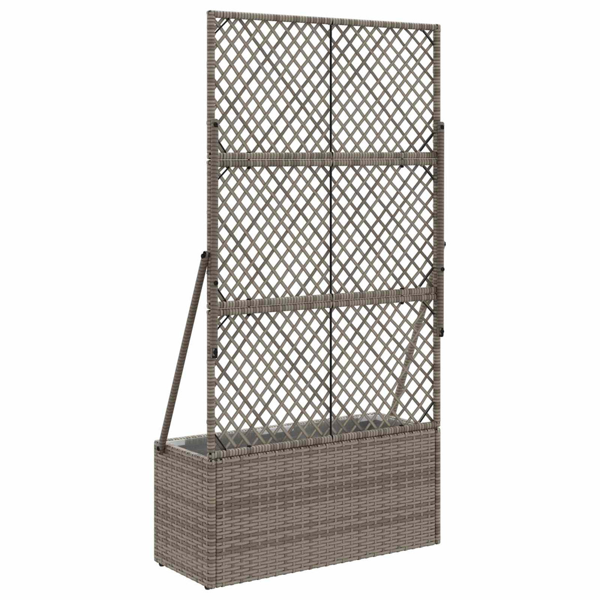 Garden Planter with Trellis Grey 70 x 30 x 135 cm Poly Rattan