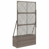 Garden Planter with Trellis Grey 70 x 30 x 135 cm Poly Rattan - Rear View