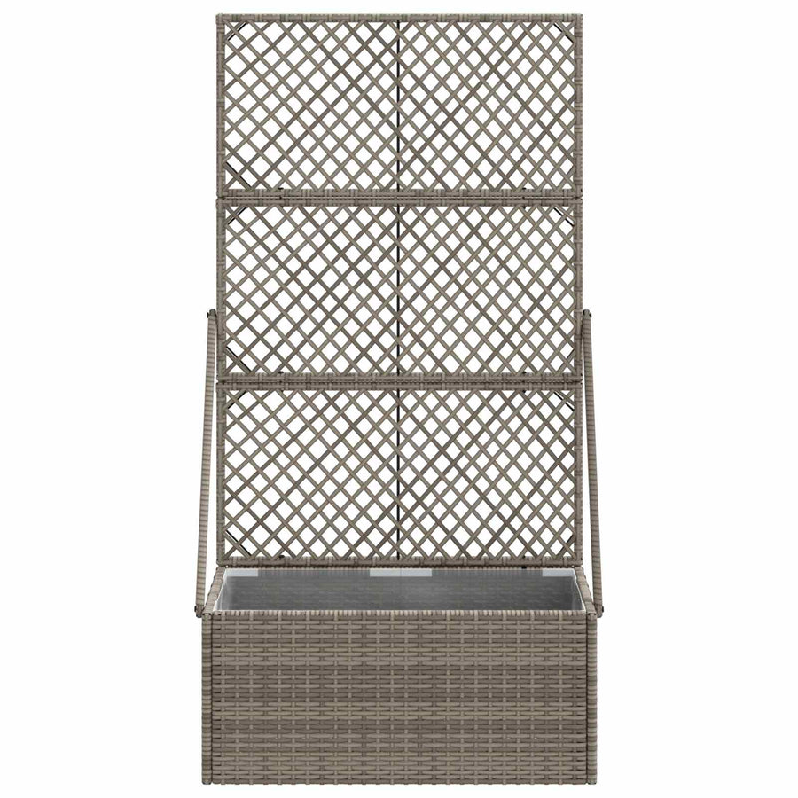 Garden Planter with Trellis Grey 70 x 30 x 135 cm Poly Rattan