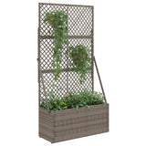 Garden Planter with Trellis Grey 70 x 30 x 135 cm Poly Rattan - Side View