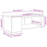 Coffee Table White 90 x 50 x 33 cm Engineered Wood - Low Angle