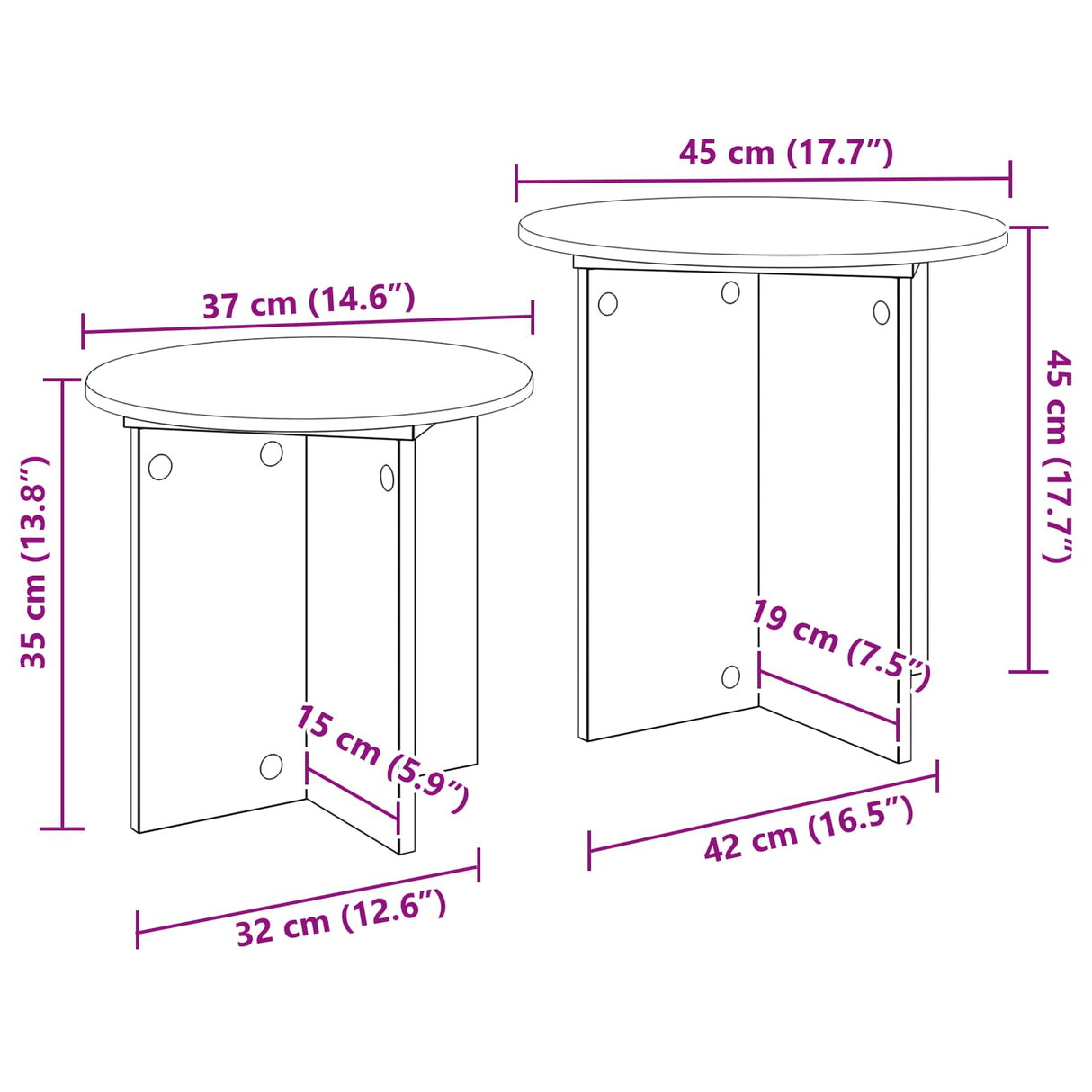 Side Table Set with Storage 2 pcs Engineered Wood