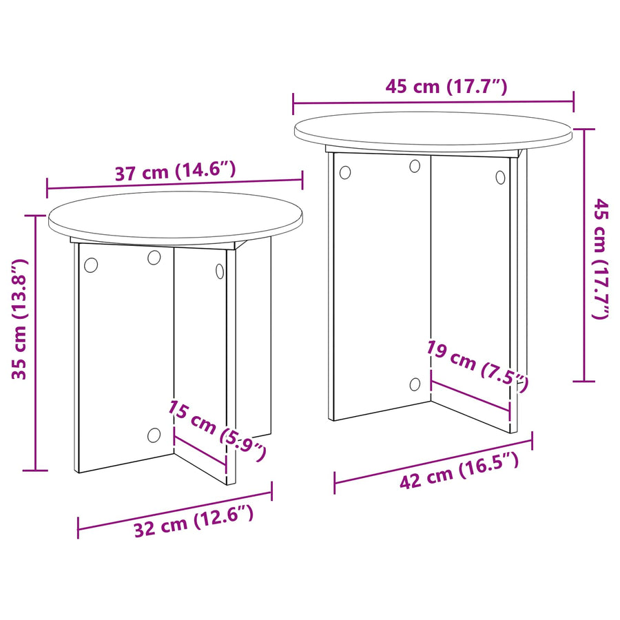 Side Table Set 2 pcs Ø 45 x 45 cm Engineered Wood