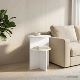 Side Table with Storage White Ø 39.5 x 55 cm Engineered Wood