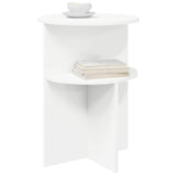 Side Table with Storage White Ø 39.5 x 55 cm Engineered Wood - Side View