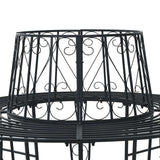 Tree Bench Ø 160 x 89 cm Steel Black Round - 45-Degree Angle