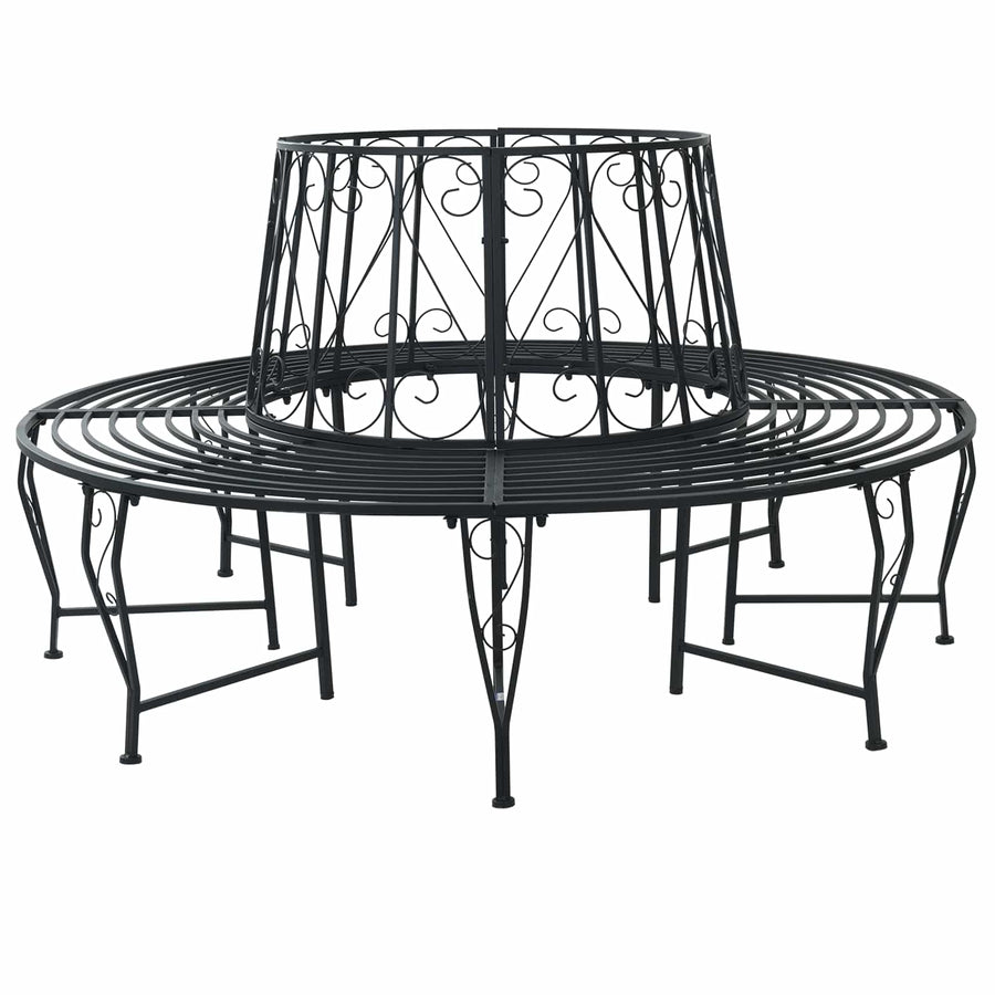 Tree Bench Ø 160 x 89 cm Steel Black Round