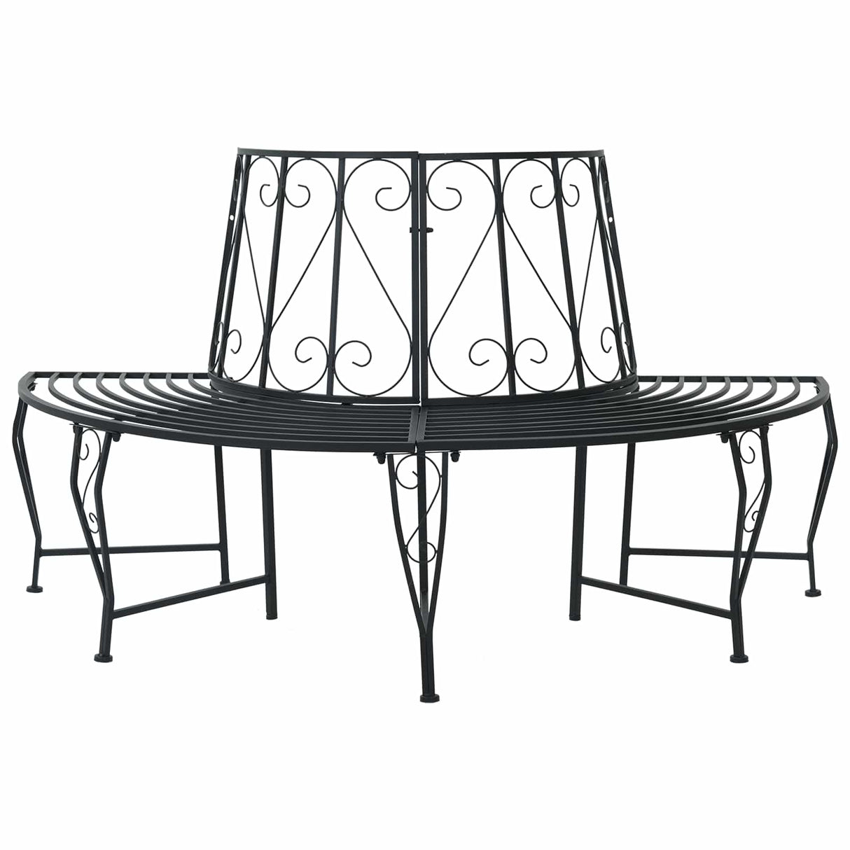 Tree Bench 4-Seater 160 x 80 x 89 cm Steel Black Half-round
