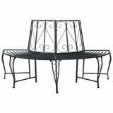 Tree Bench 4-Seater 160 x 80 x 89 cm Steel Black Half-round
