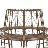 Tree Bench 8-Seater Ø 160 x 89 cm Steel Antique Brown Round