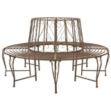 Tree Bench 8-Seater Ø 160 x 89 cm Steel Antique Brown Round