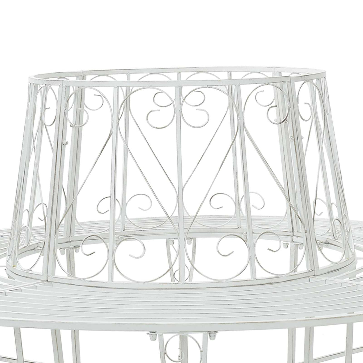 Tree Bench 8-Seater Ø 160 x 89 cm Steel Antique White Round