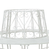 Tree Bench 8-Seater Ø 160 x 89 cm Steel Antique White Round