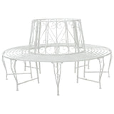 Tree Bench 8-Seater Ø 160 x 89 cm Steel Antique White Round