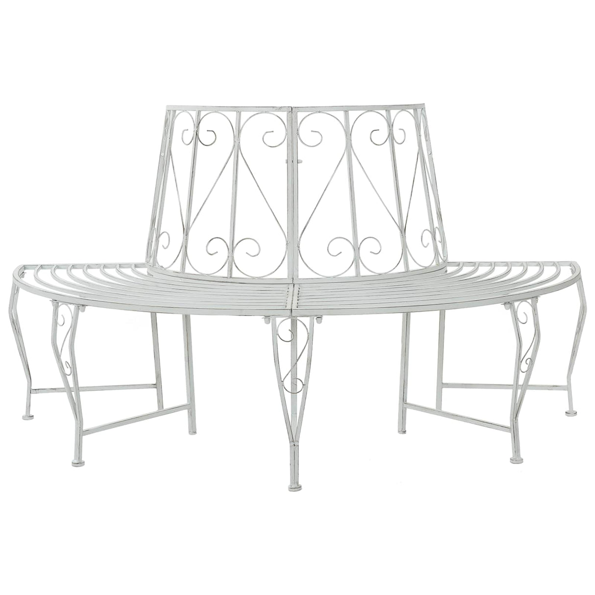 Tree Bench 4-Seater 160 x 80 x 89 cm Steel Antique White