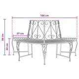 Tree Bench 4-Seater 160 x 80 x 89 cm Steel Antique White - Rear View