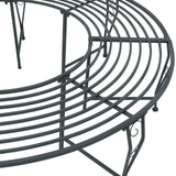 Tree Bench 8-Seater Ø 160 x 44 cm Steel Silver Grey Round - Top-Down View