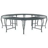 Tree Bench 8-Seater Ø 160 x 44 cm Steel Silver Grey Round