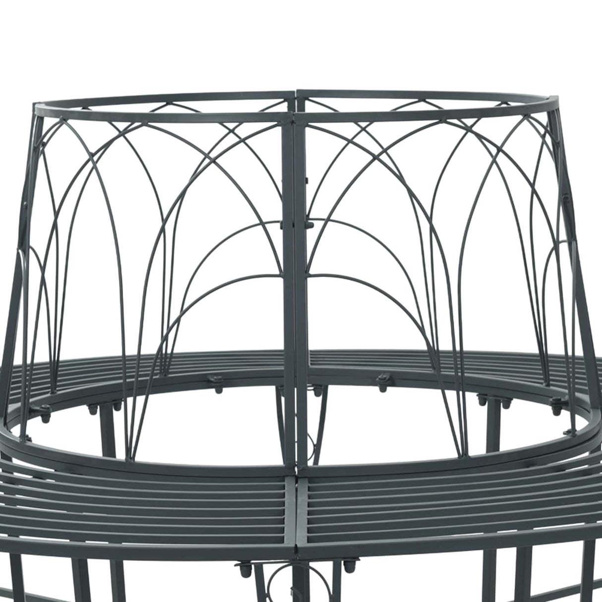 Tree Bench 8-Seater Ø 160 x 89 cm Steel Silver Grey Round