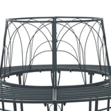 Tree Bench 8-Seater Ø 160 x 89 cm Steel Silver Grey Round