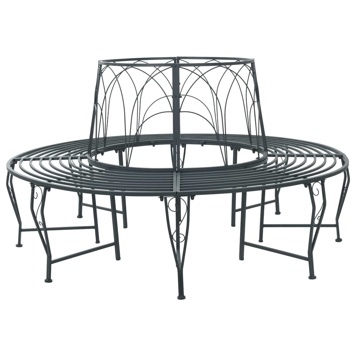 Tree Bench 8-Seater Ø 160 x 89 cm Steel Silver Grey Round