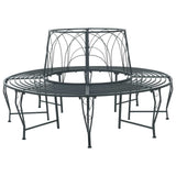 Tree Bench 8-Seater Ø 160 x 89 cm Steel Silver Grey Round
