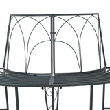 Tree Bench 4-Seater 160 x 80 x 89 cm Steel Silver Grey - Top-Down View