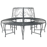Tree Bench 8-Seater Ø 160 x 89 cm Steel Silver Grey Round