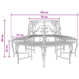 Tree Bench 8-Seater Ø 160 x 89 cm Steel Silver Grey Round - Rear View