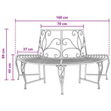Tree Bench 4-Seater 160 x 80 x 89 cm Steel Silver Grey