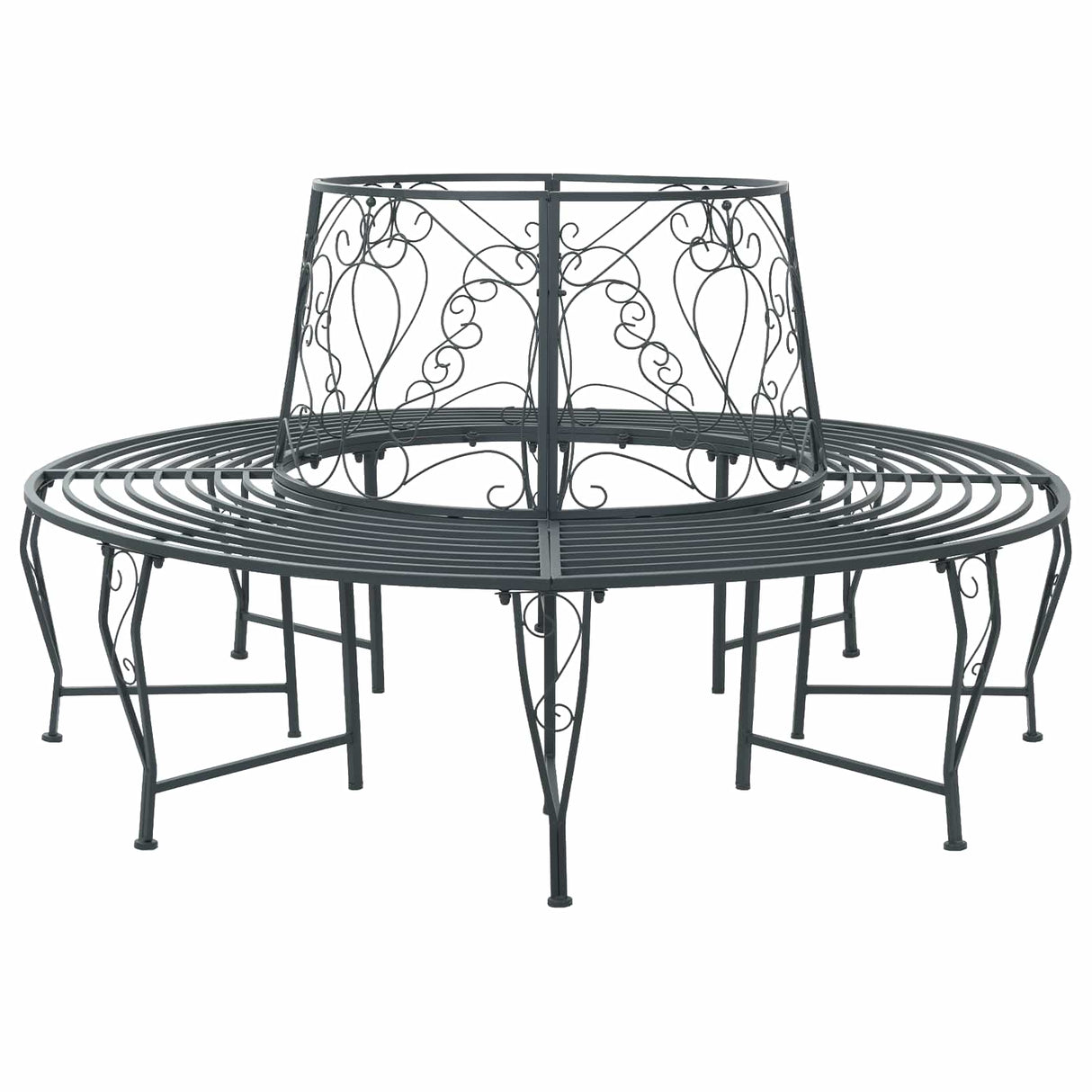 Tree Bench 8-Seater Ø 160 x 89 cm Steel Silver Grey Round