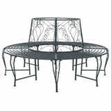 Tree Bench 8-Seater Ø 160 x 89 cm Steel Silver Grey Round