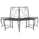 Tree Bench 4-Seater 160 x 80 x 89 cm Steel Silver Grey