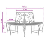 Tree Bench 4 -seater 160 x 80 x 89 cm steel Silver Grey