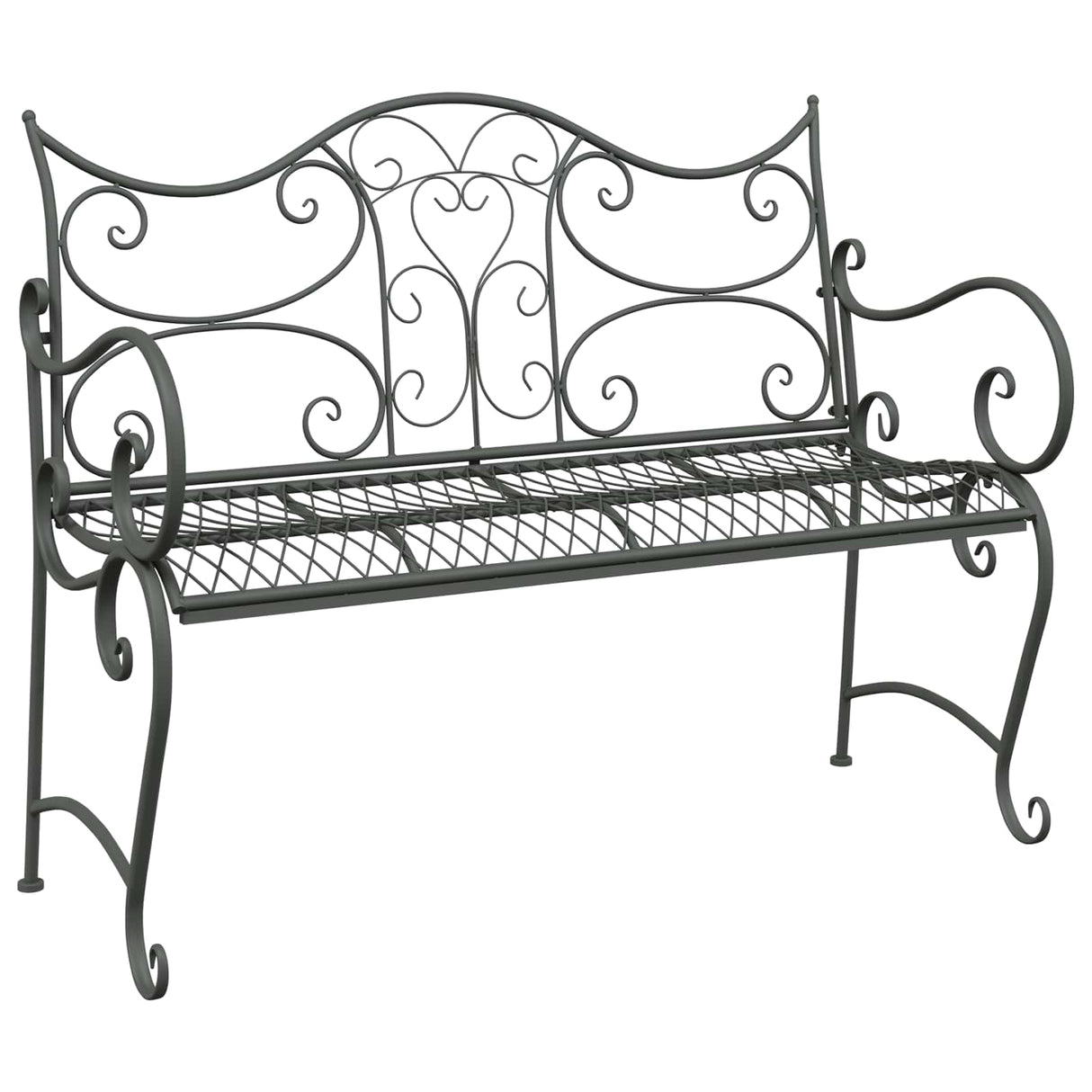 Garden Bench 2-Seater 114 x 56.5 x 90 cm Steel Silver Grey