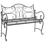 Garden Bench 2-Seater 114 x 56.5 x 90 cm Steel Silver Grey