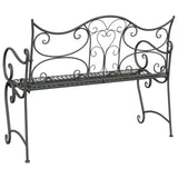 Garden Bench 2-Seater 114 x 56.5 x 90 cm Steel Silver Grey