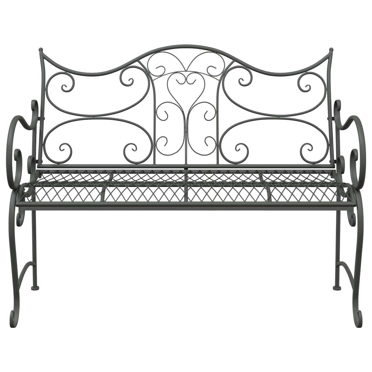 Garden Bench 2-Seater 114 x 56.5 x 90 cm Steel Silver Grey