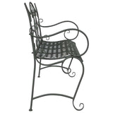 Garden Bench 2-Seater 114 x 56.5 x 90 cm Steel Silver Grey - Top-Down View