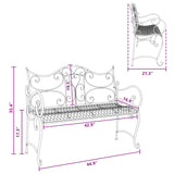 Garden Bench 2-Seater 114 x 56.5 x 90 cm Steel Silver Grey