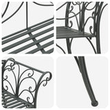 Garden Bench 2-Seater 130 x 47 x 90 cm Steel Silver Grey - Rear View
