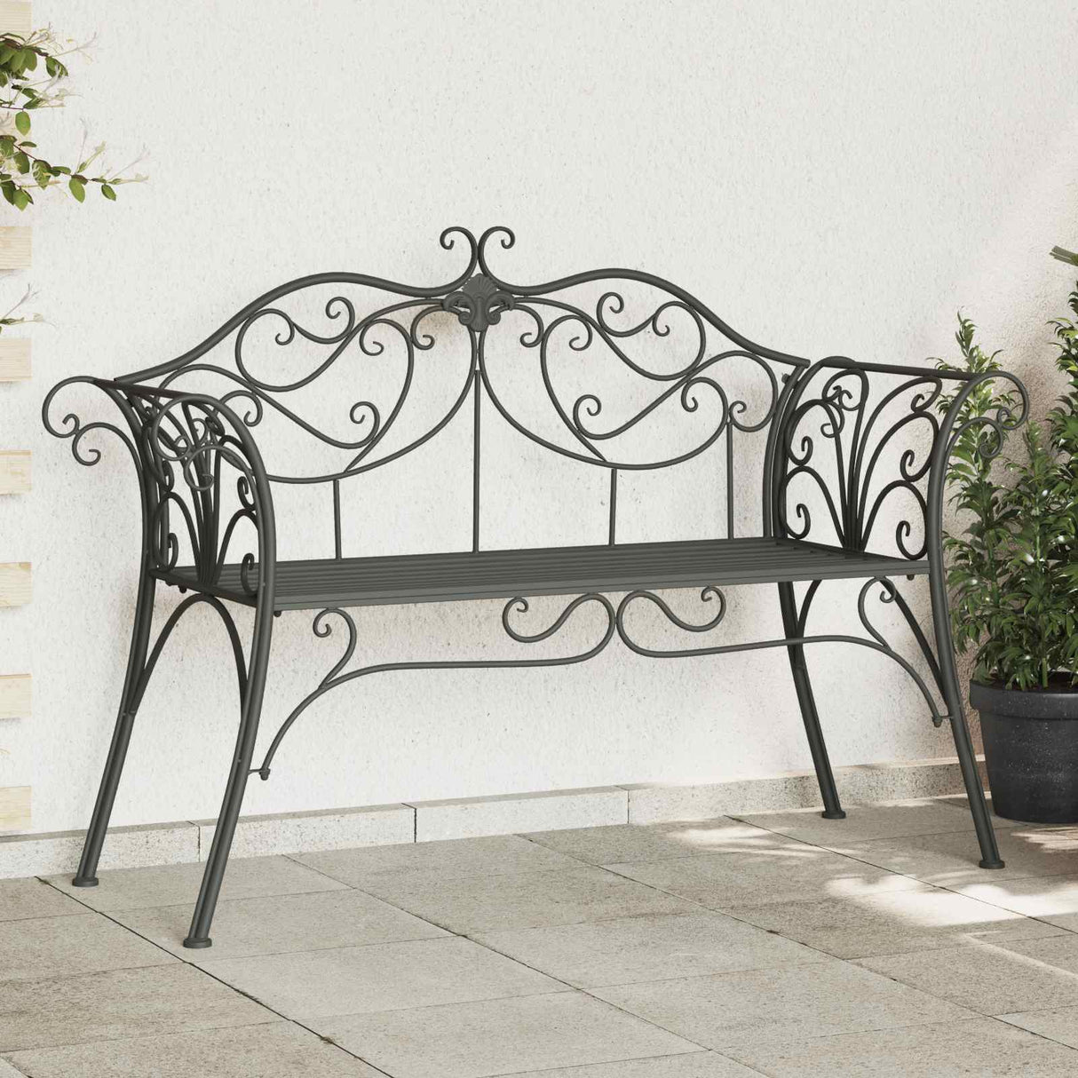 Garden Bench 2-Seater 130 x 47 x 90 cm Steel Silver Grey