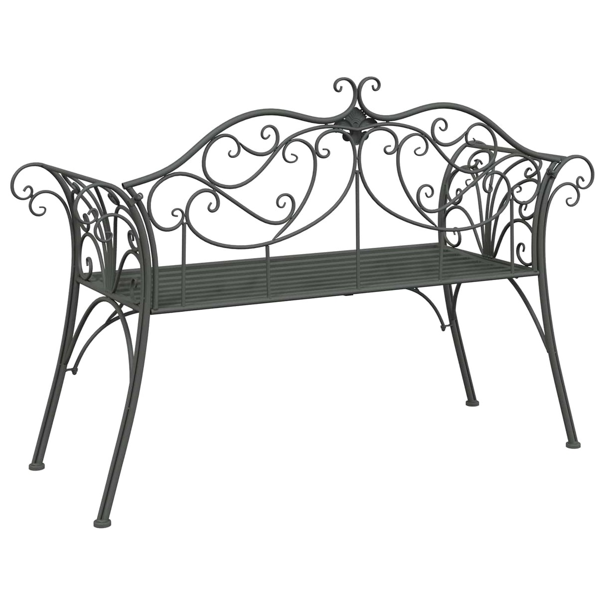 Garden Bench 2-Seater 130 x 47 x 90 cm Steel Silver Grey