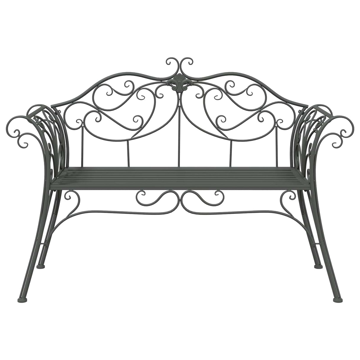 Garden Bench 2-Seater 130 x 47 x 90 cm Steel Silver Grey