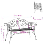 Garden Bench 2-Seater 130 x 47 x 90 cm Steel Silver Grey